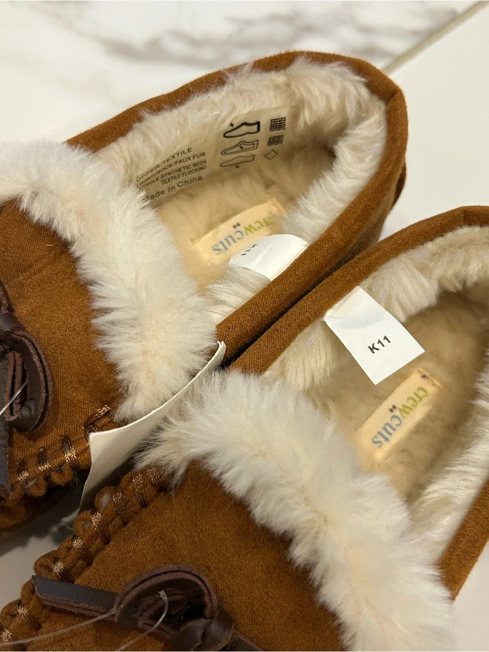 JCrew Crewcuts Boys Suede Cozy Moccasins NWT Size K11